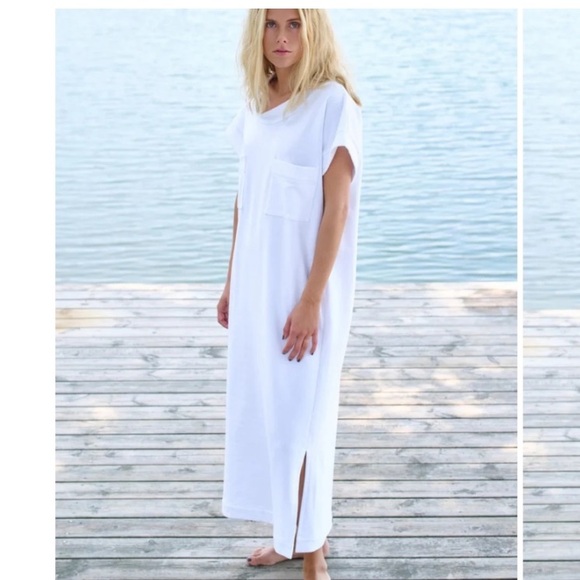Henriette Steffensen Dresses & Skirts - Henriette Steffensen Sweatshirt Long Dress White Double Pocket Organic Cotton